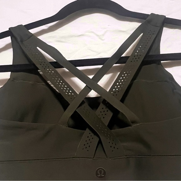 Lululemon Vitalize Swim Sports Bra Dark Olive Activewear Running Summer Yoga Gym - Picture 10 of 13
